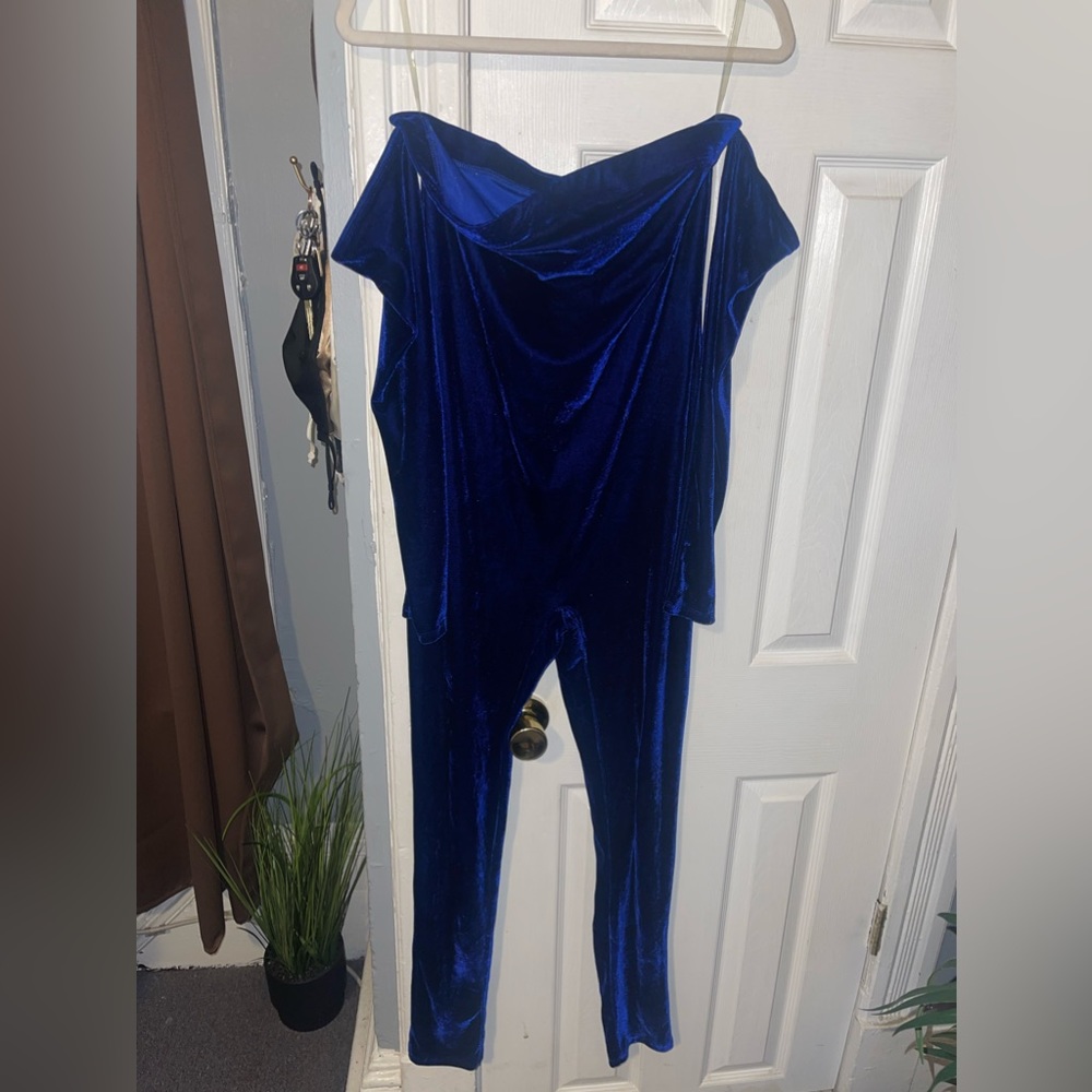 Velvet Off-shoulder Jumpsuit